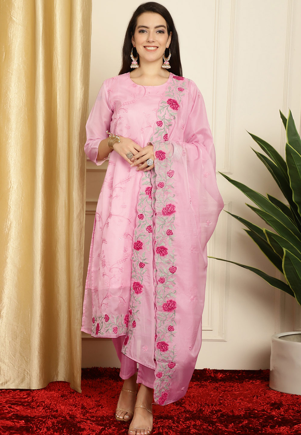 Pink Organza Pakistani Suit 311094