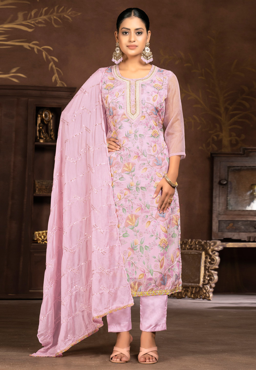 Pink Organza Pakistani Suit 281836