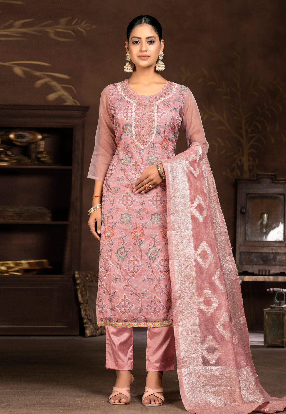 Pink Organza Pakistani Suit 281842