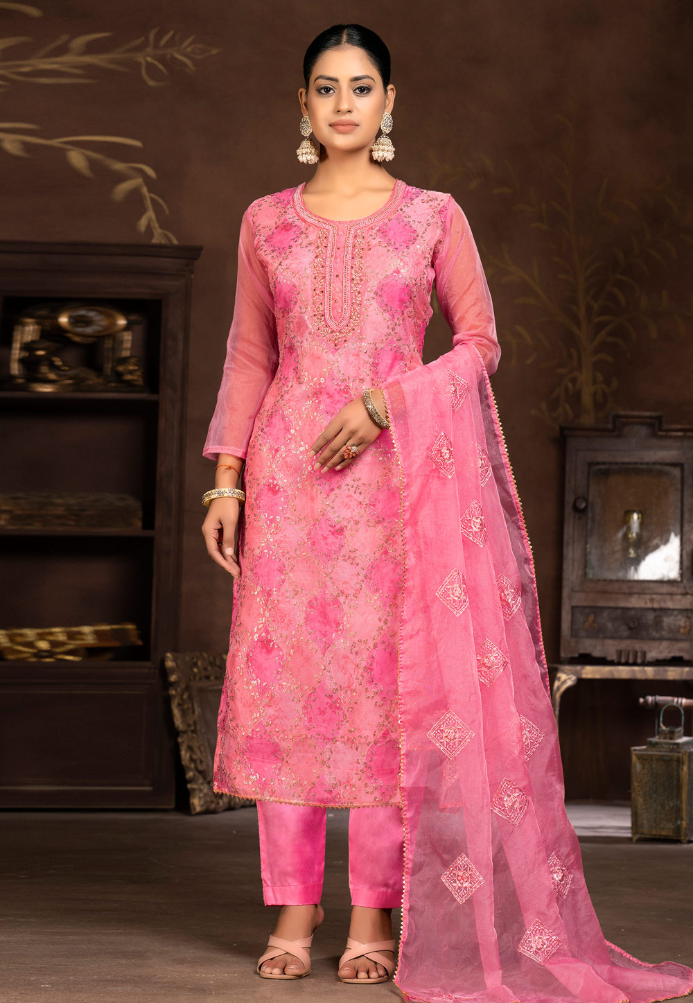 Pink Organza Pakistani Suit 281848