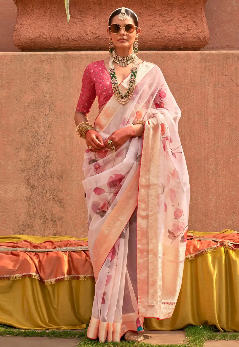 Pink Organza Saree With Blouse 291356