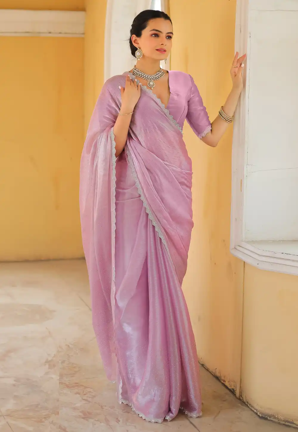 Pink Organza Saree With Blouse 289301