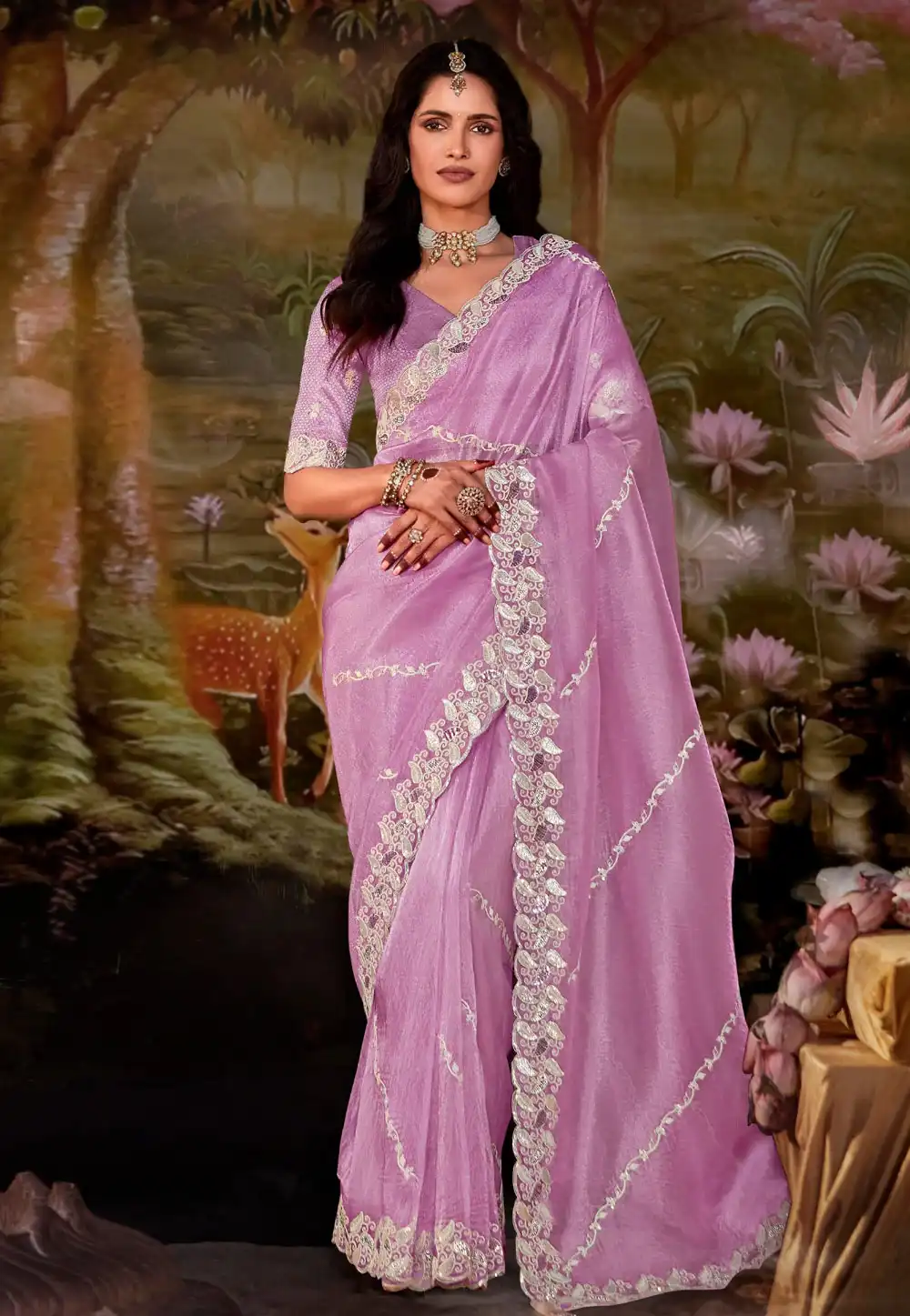 Pink Organza Saree With Blouse 292756