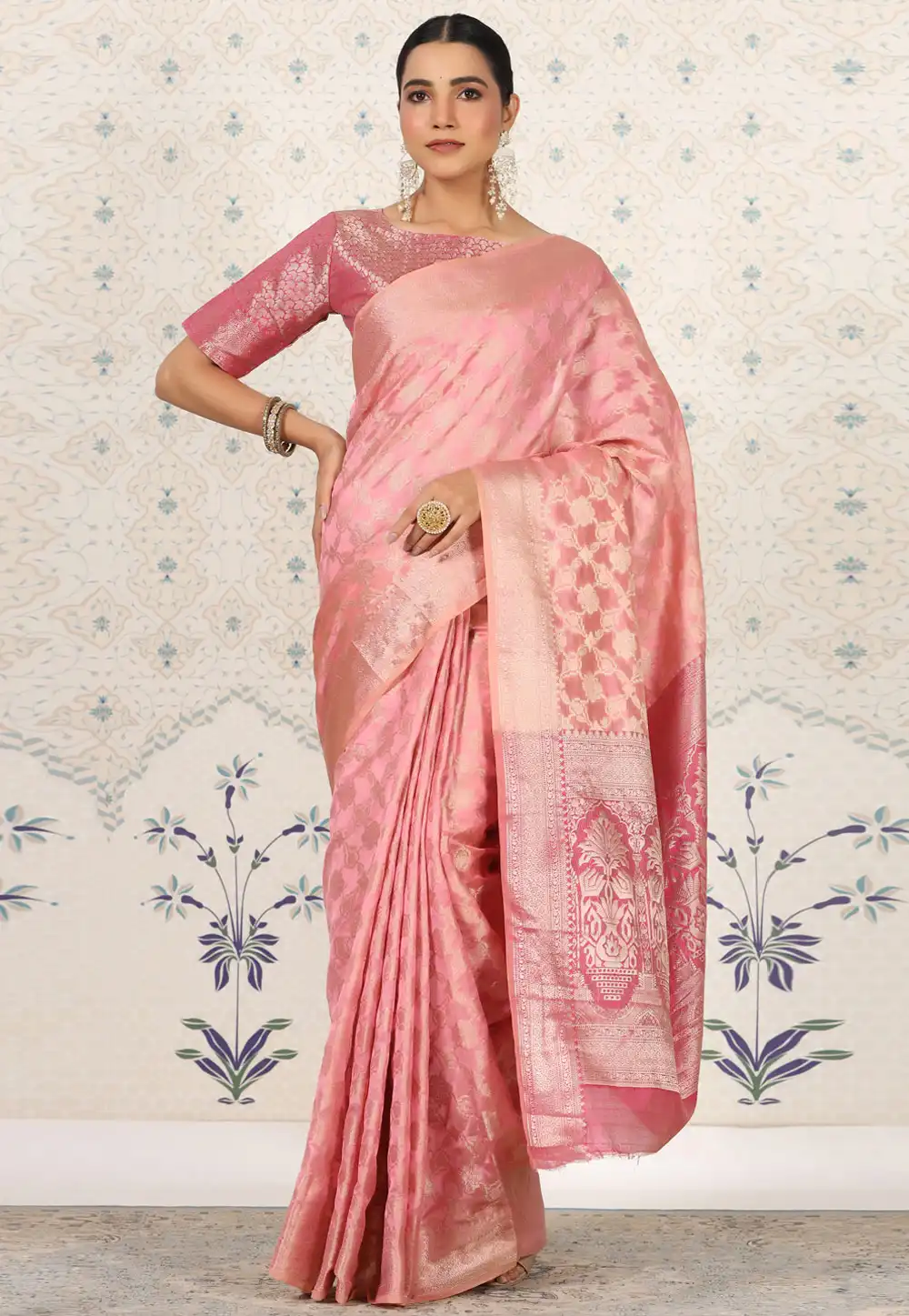 Pink Organza Saree With Blouse 295053