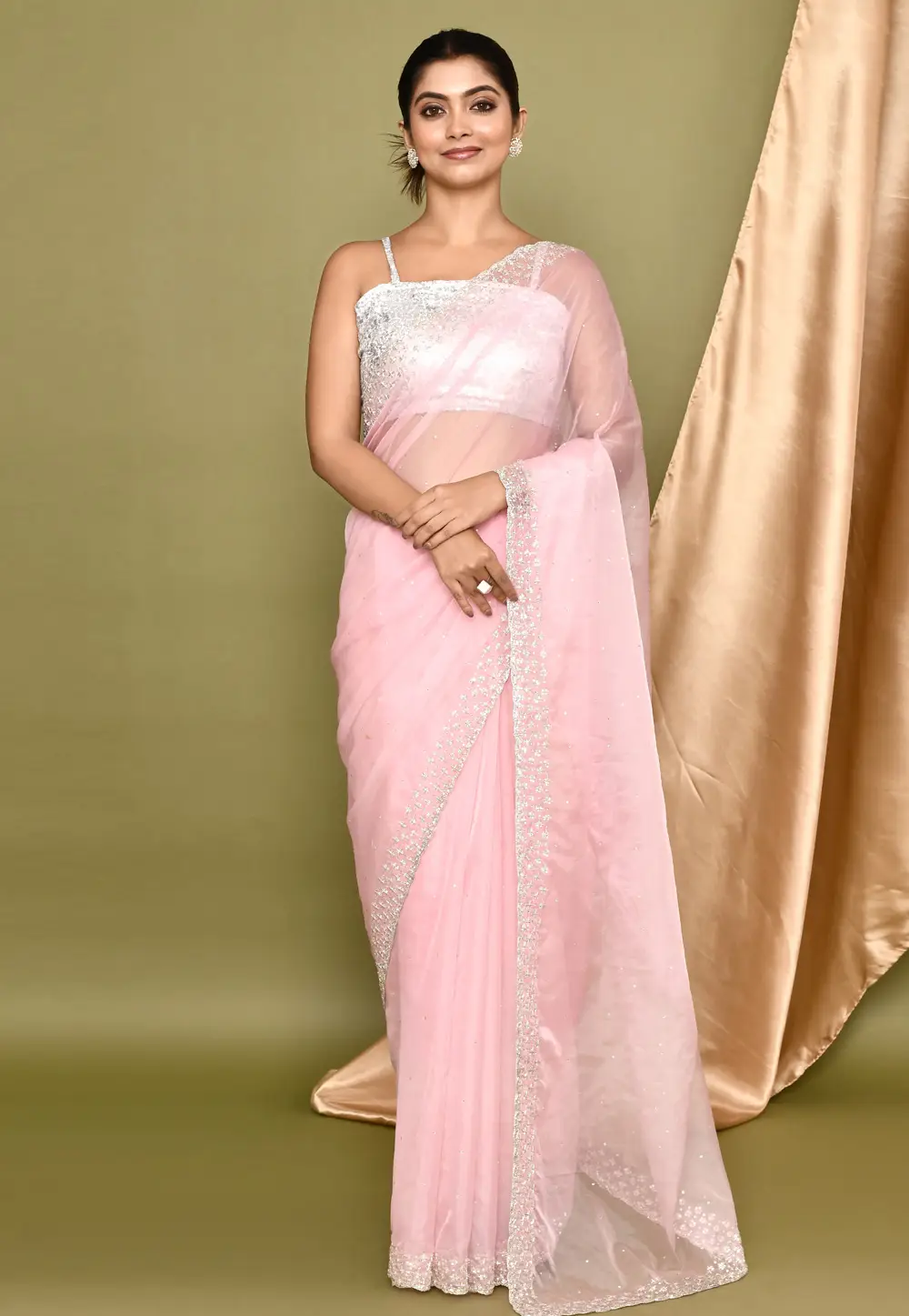 Pink Organza Saree With Blouse 295942