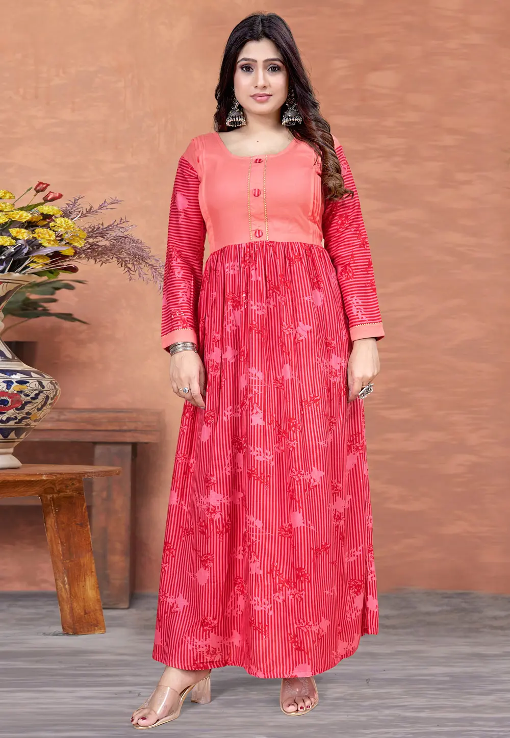 Pink Rayon Gown 298344