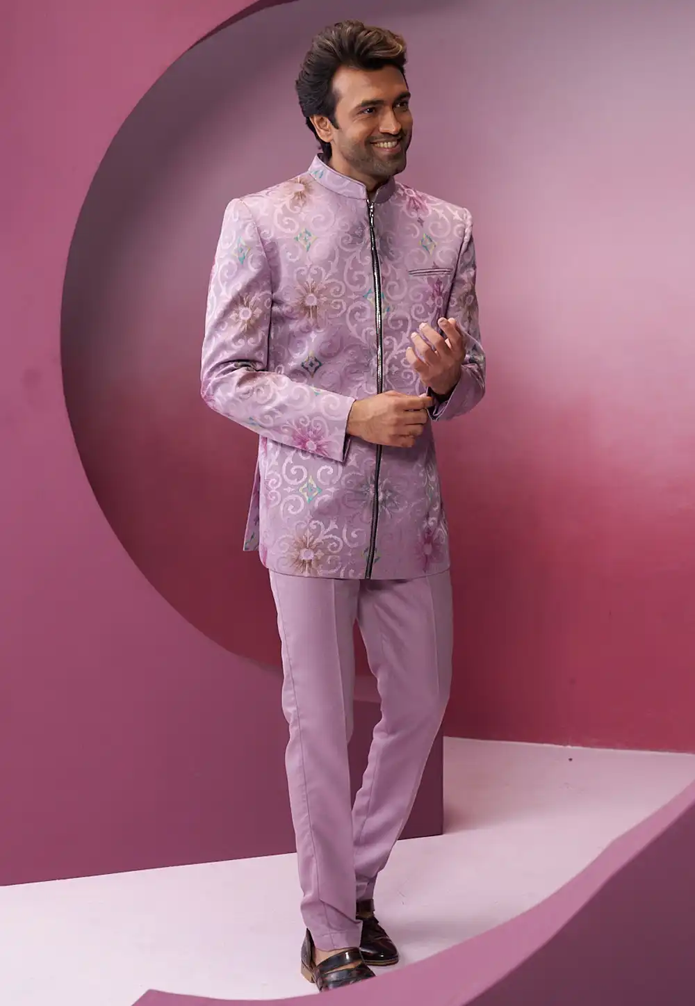 Pink Rayon Jodhpuri Suit 294032