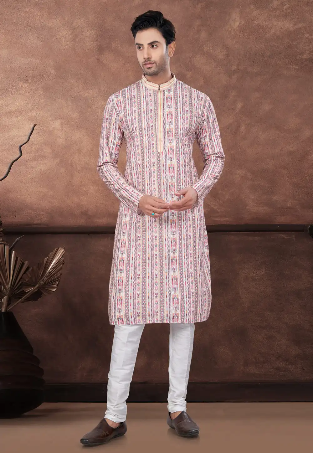 Pink Rayon Kurta Pajama 294608