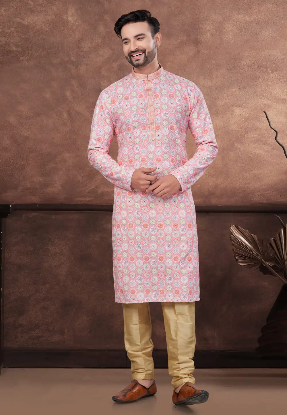 Pink Rayon Kurta Pajama 294615