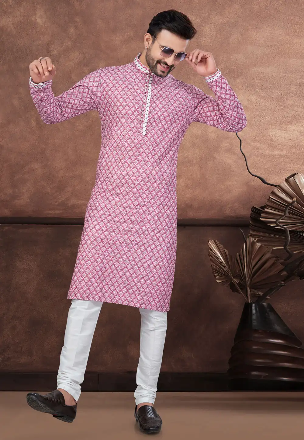 Pink Rayon Kurta Pajama 294626