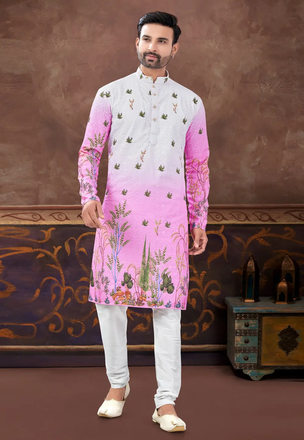 Pink Rayon Kurta Pajama 296869