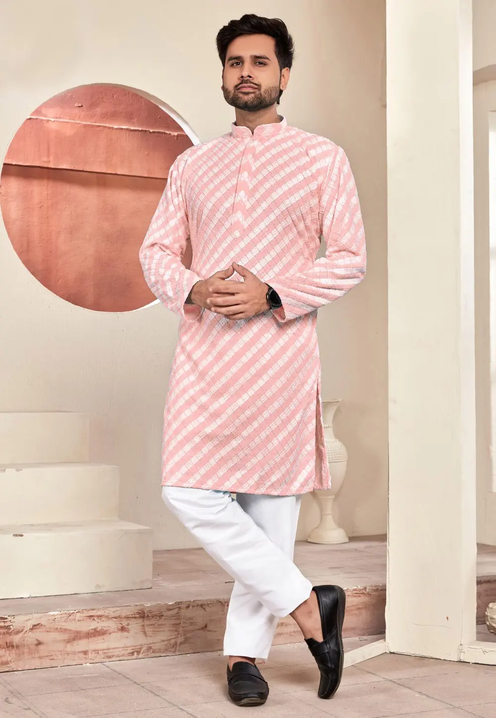 Pink Rayon Kurta Pajama 300448