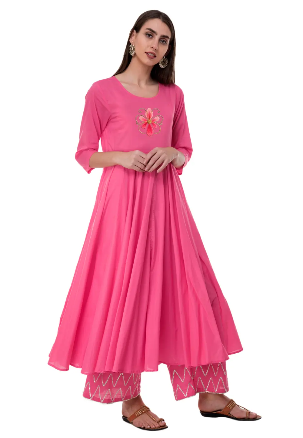 Pink Rayon Kurta Set With Palazzo 303162