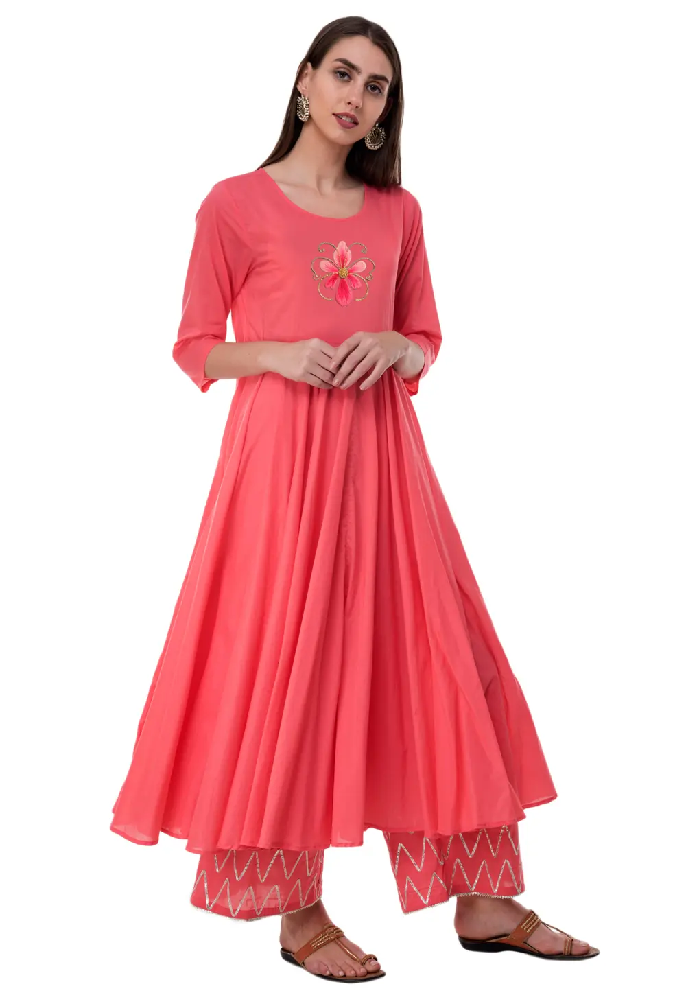 Pink Rayon Kurta Set With Palazzo 303163