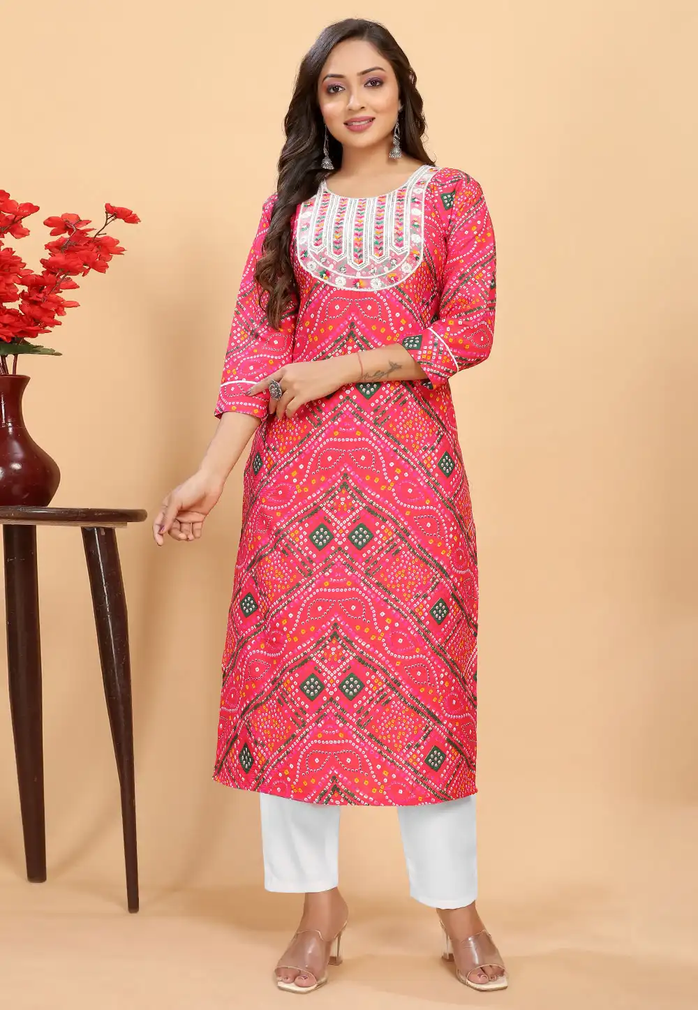 Pink Rayon Kurta Set With Pent 291547