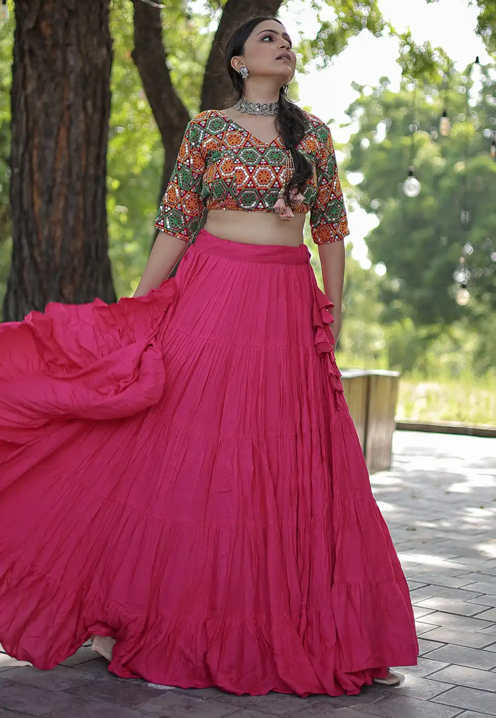 Pink Rayon Navratri Chaniya Choli 292470