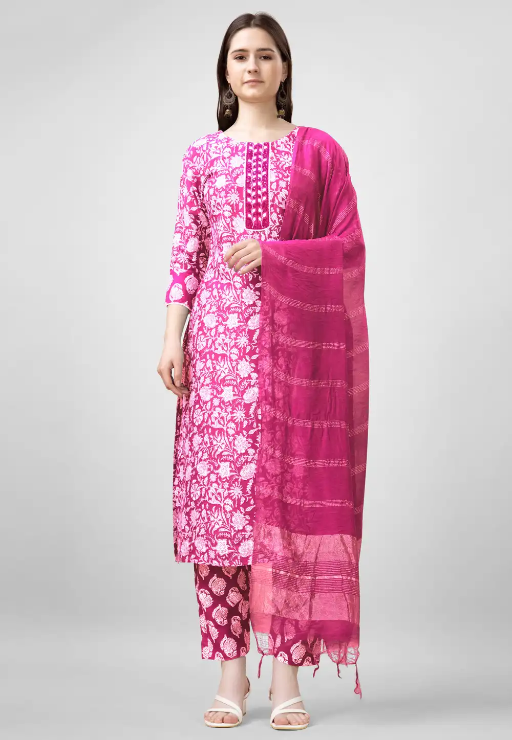 Pink Rayon Readymade Pant Style Suit 288521