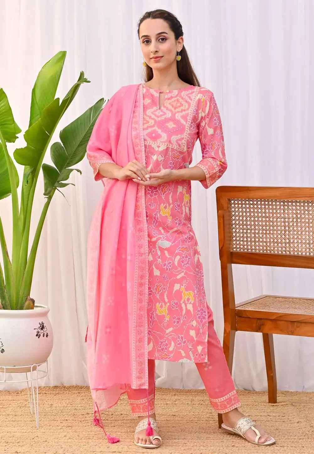 Pink Rayon Readymade Pant Style Suit 302307