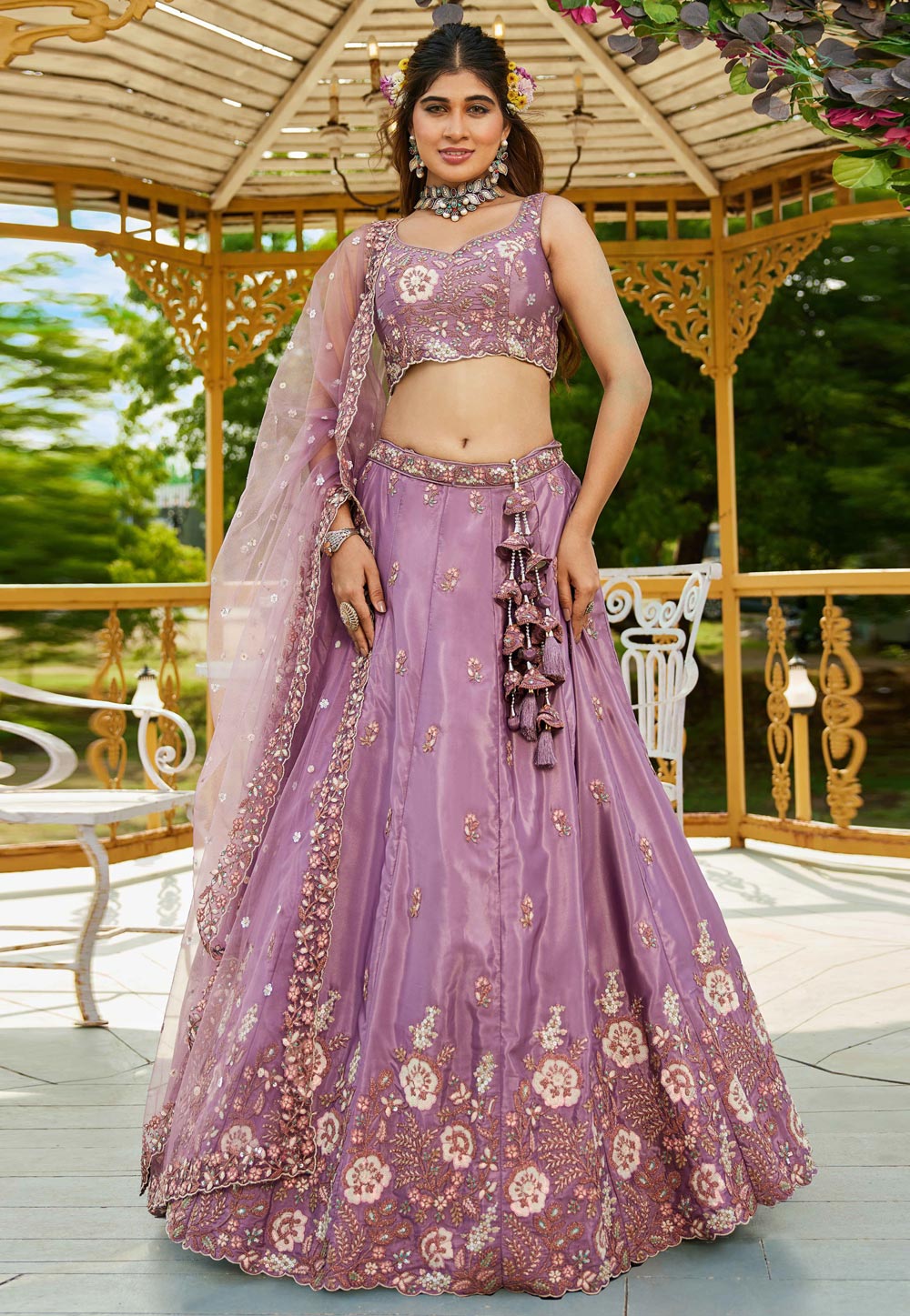Pink Satin Circular Lehenga Choli 311159