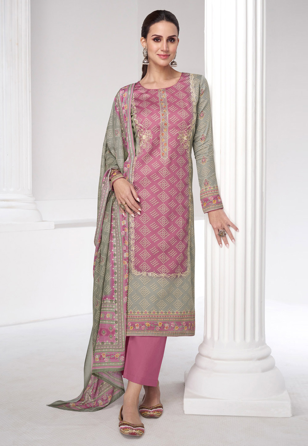 Pink Satin Pakistani Suit 287379