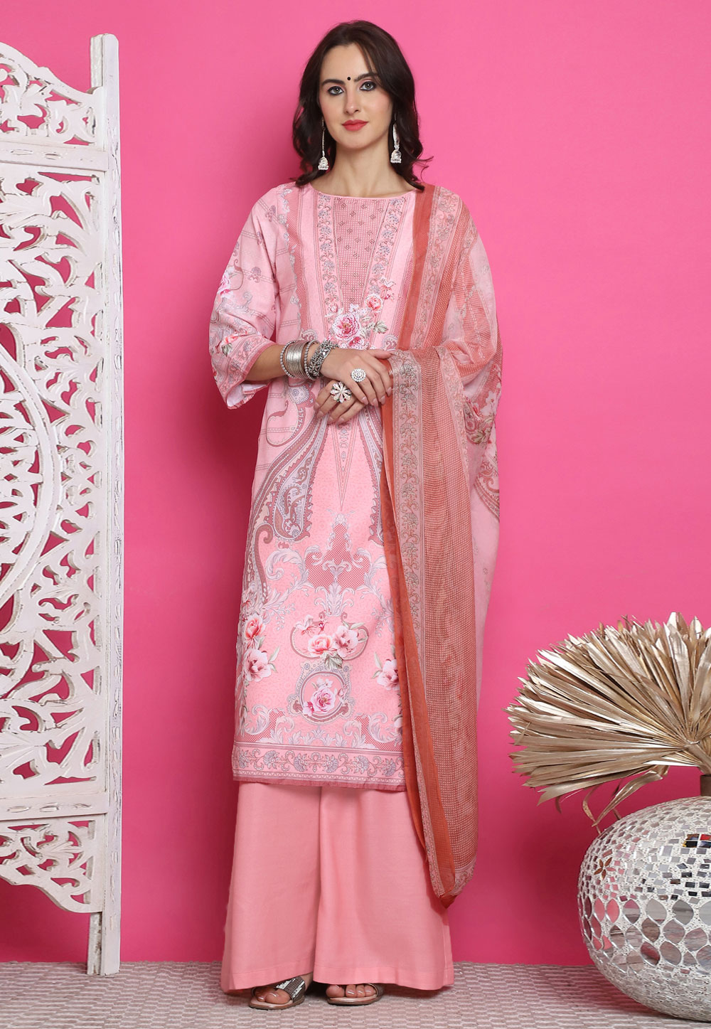 Pink Satin Pakistani Suit 310116