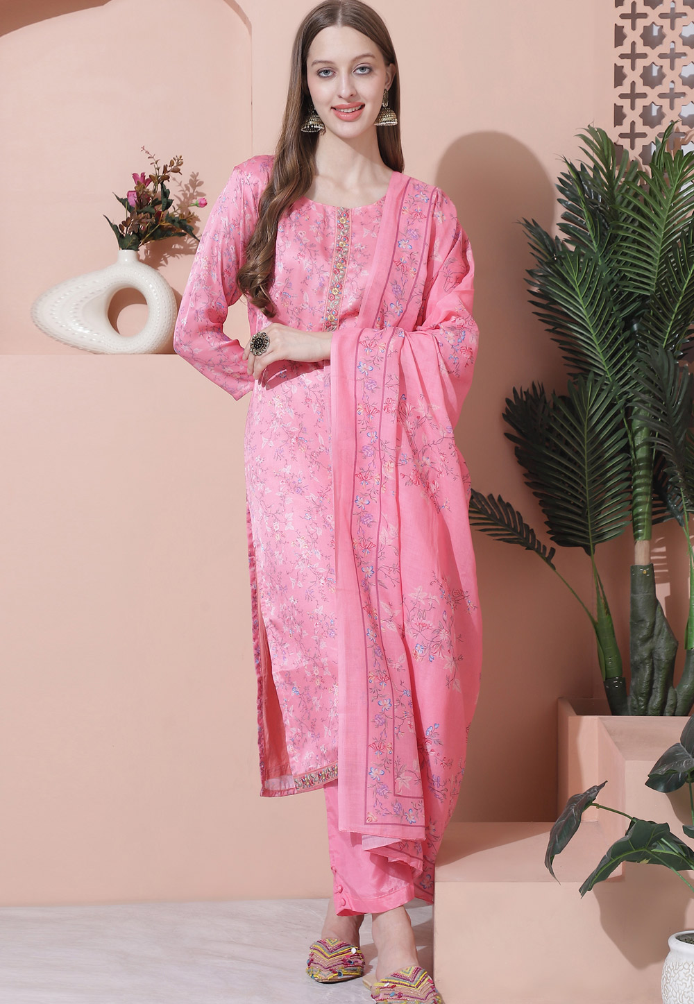 Pink Satin Pant Style Suit 309908