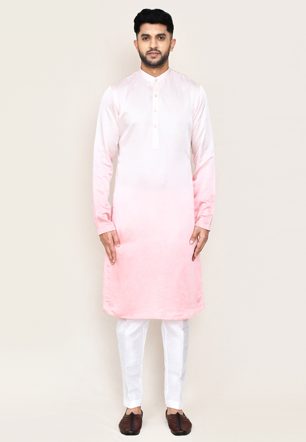 Pink Satin Silk Kurta Pajama 306093