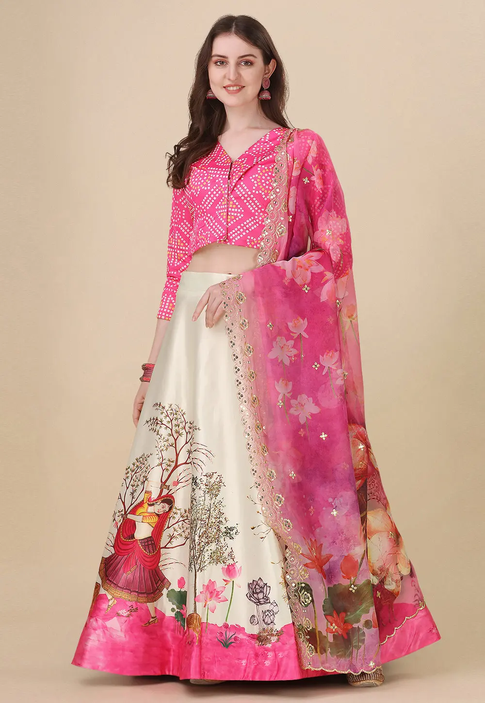 Pink Satin Silk Lehenga Choli 304785