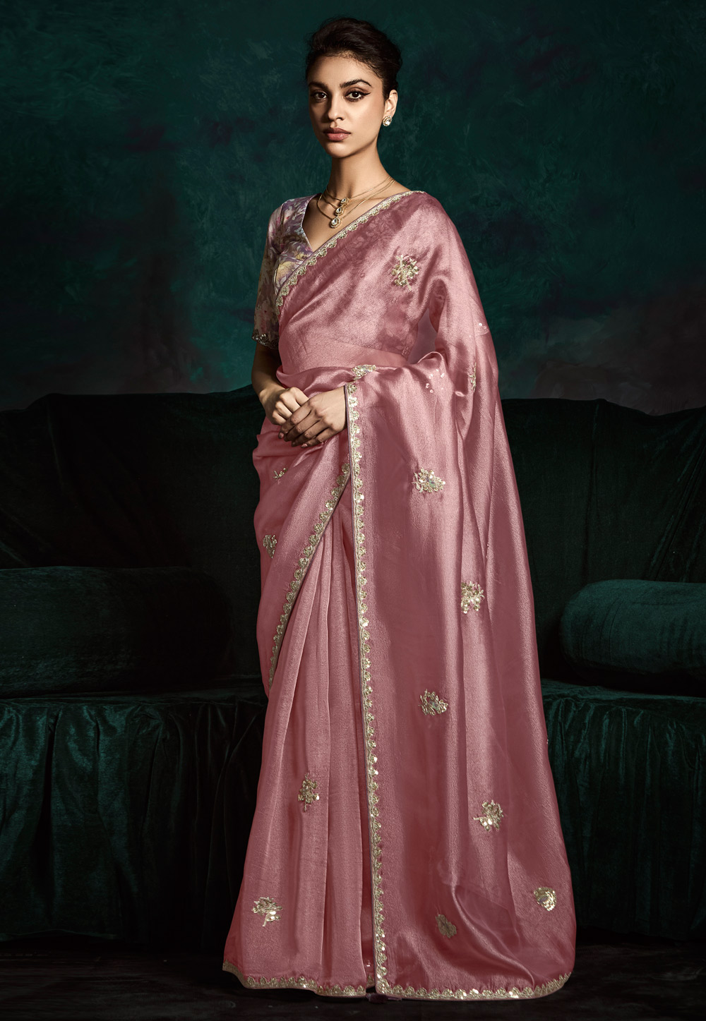 Pink Satin Silk Saree With Blouse 304995