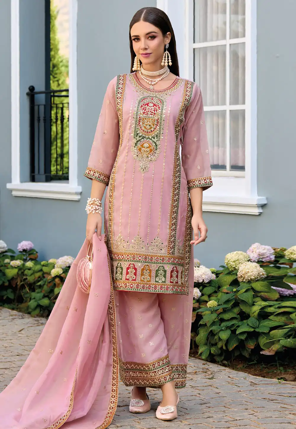 Pink Shimmer Readymade Pakistani Suit 292168