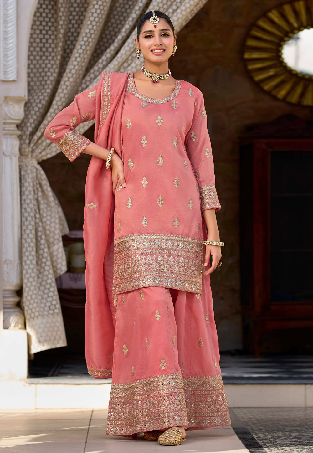 Pink Shimmer Readymade Pakistani Suit 309608
