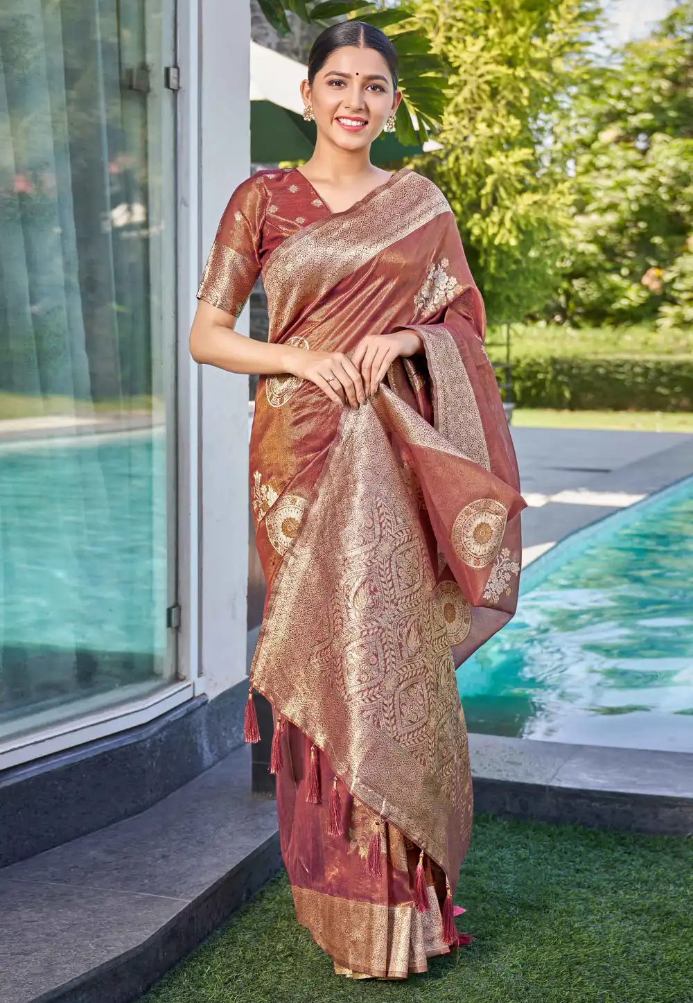 Pink Shimmer Saree With Blouse 290370