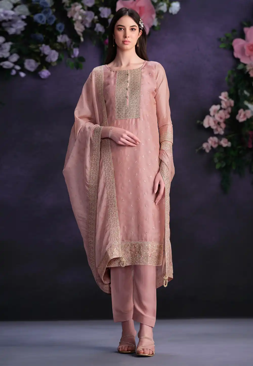 Pink Shimmer Straight Suit 289867