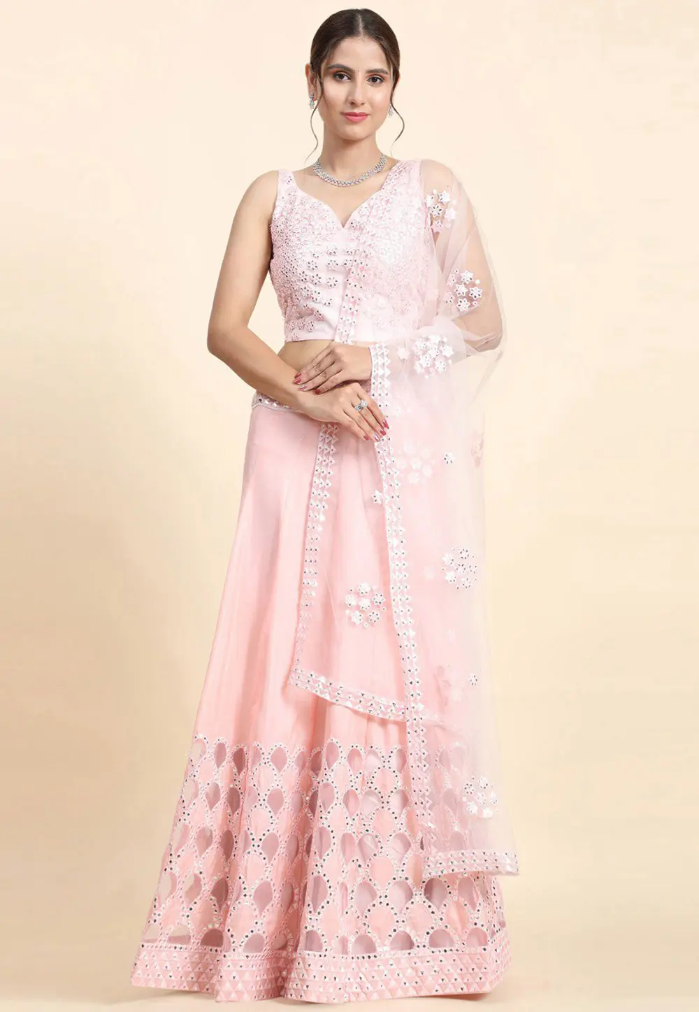 Pink Silk A Line Lehenga Choli 301139