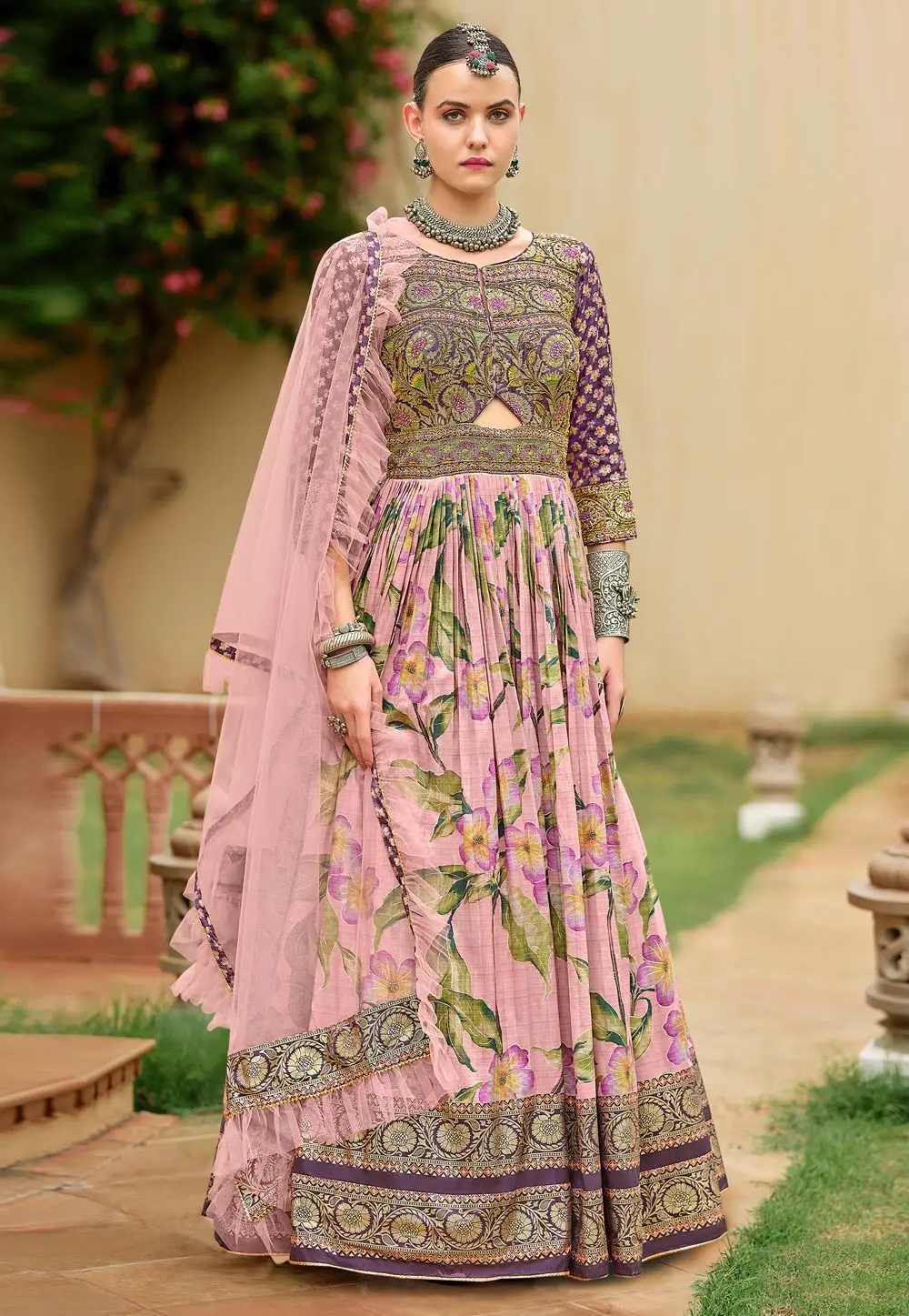 Pink Silk Anarkali Suit 303358