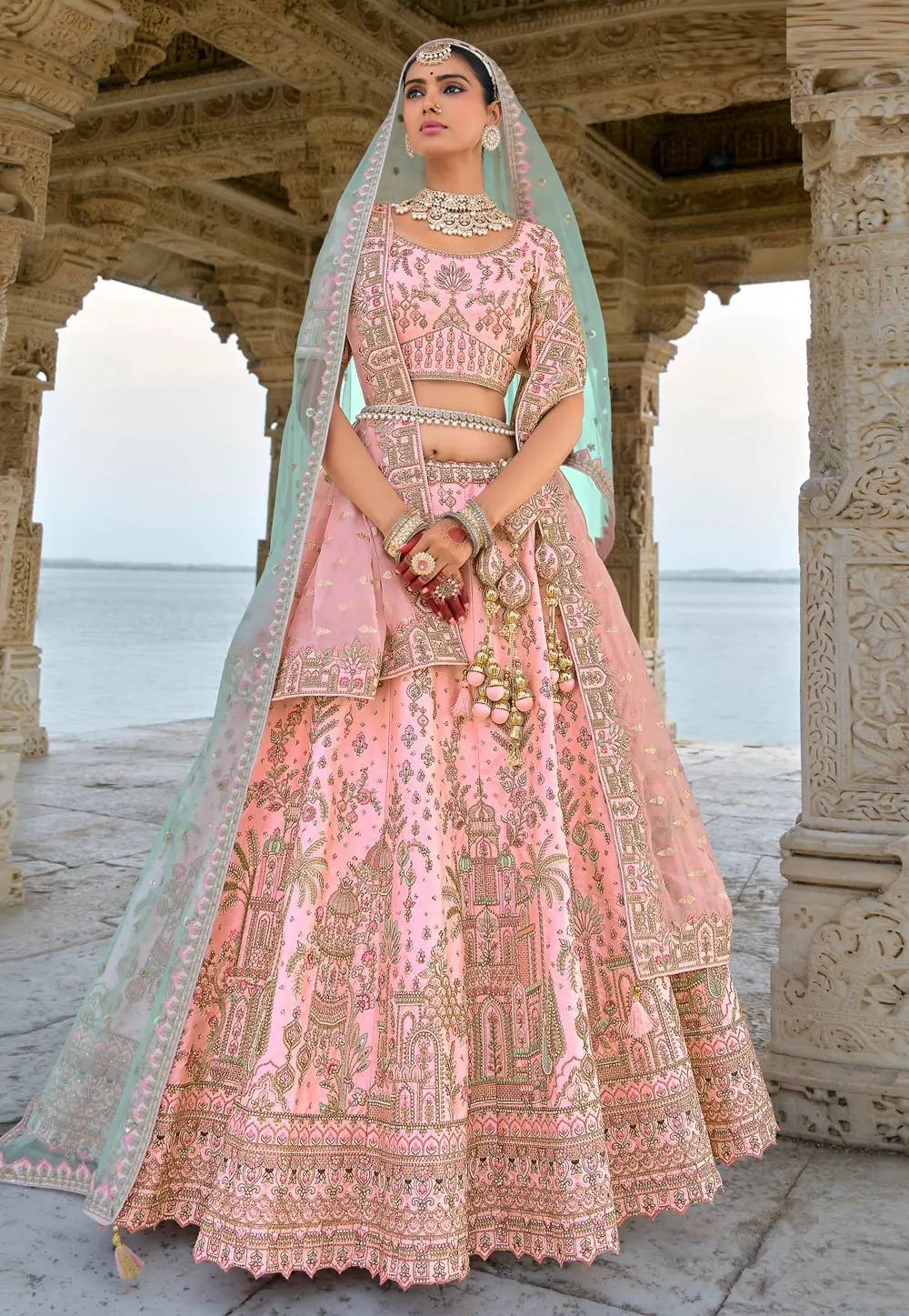 Pink Silk Bridal Lehenga Choli 298409