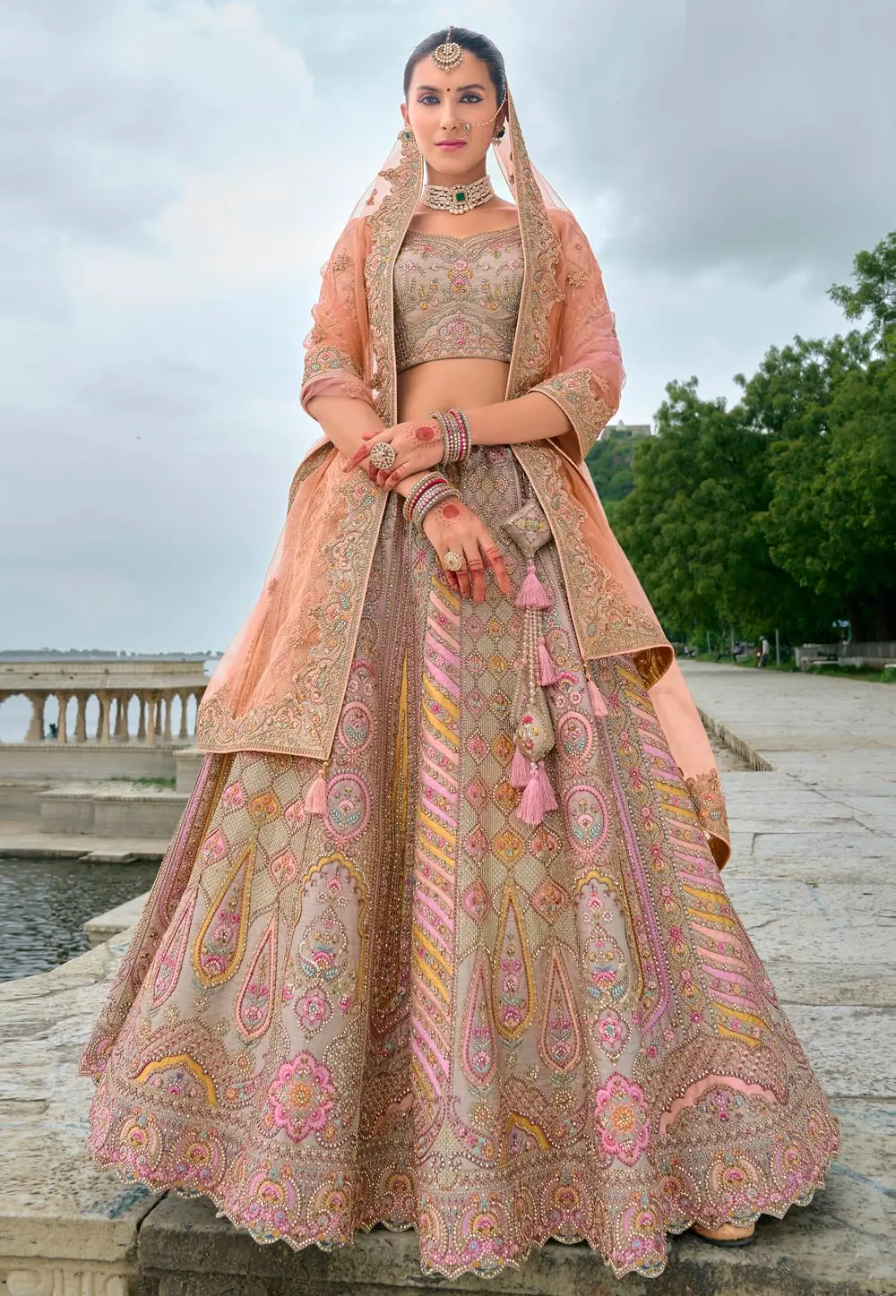 Pink Silk Bridal Lehenga Choli 298412