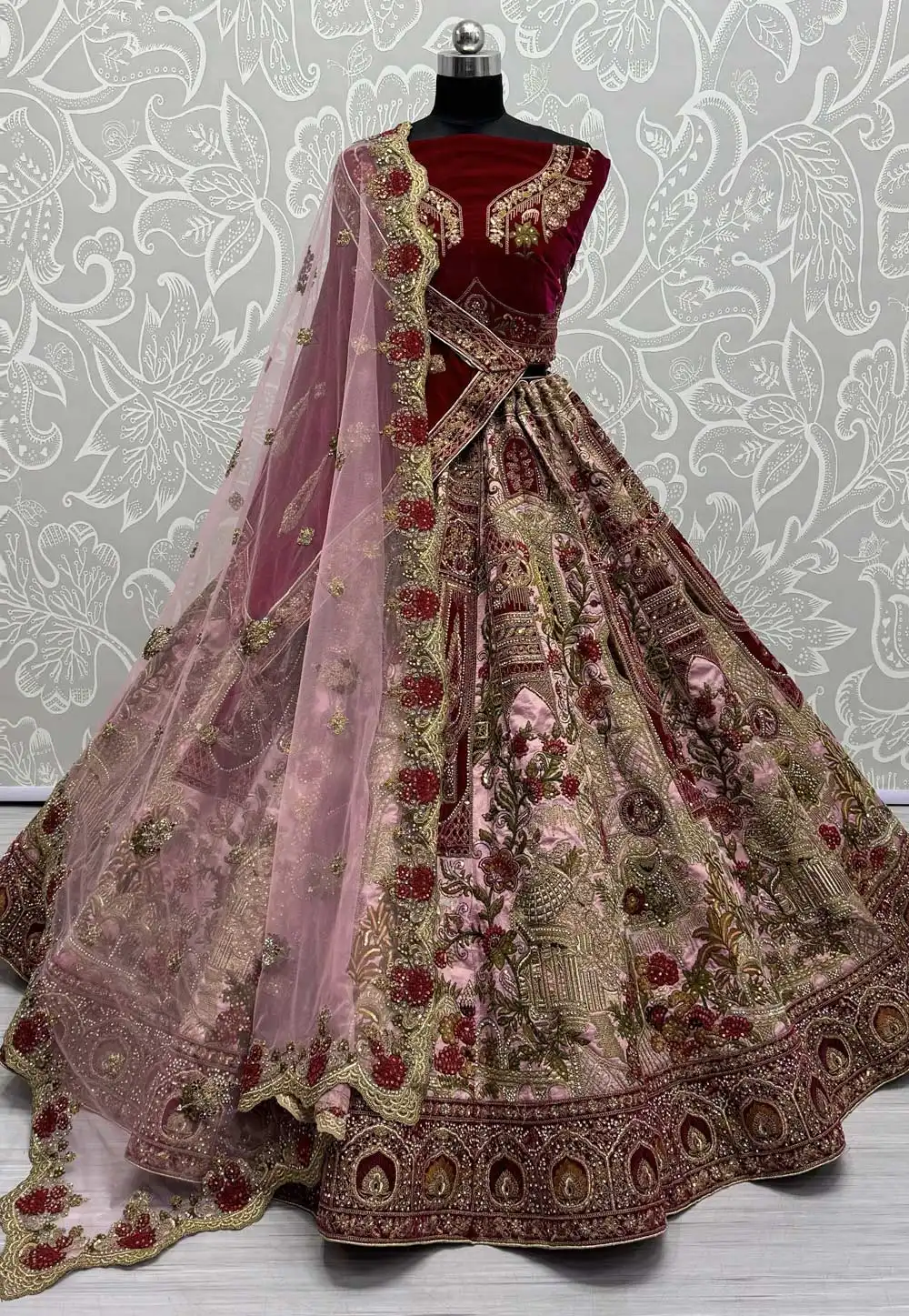 Pink Silk Bridal Lehenga Choli 293258