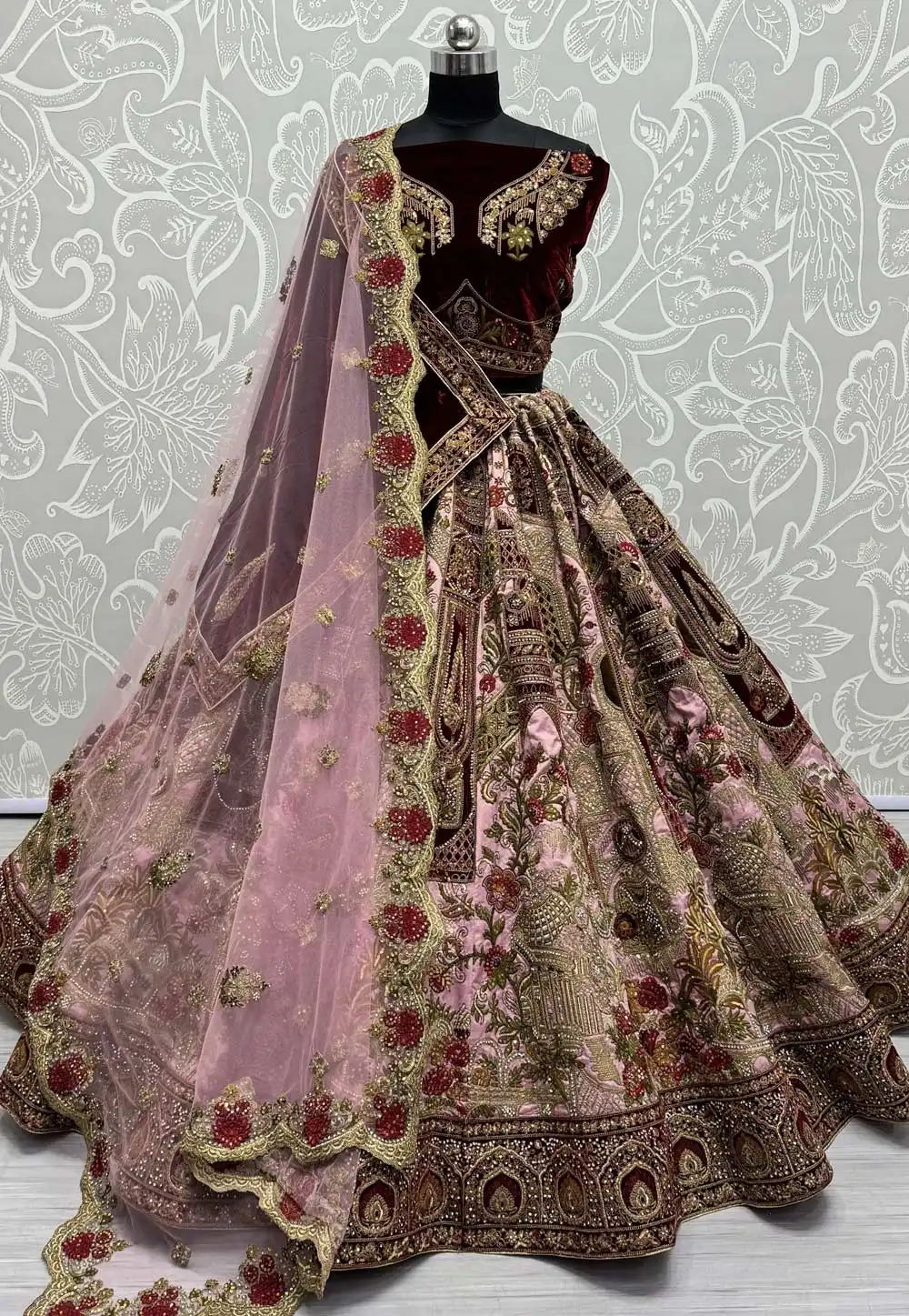 Pink Silk Bridal Lehenga Choli 293260