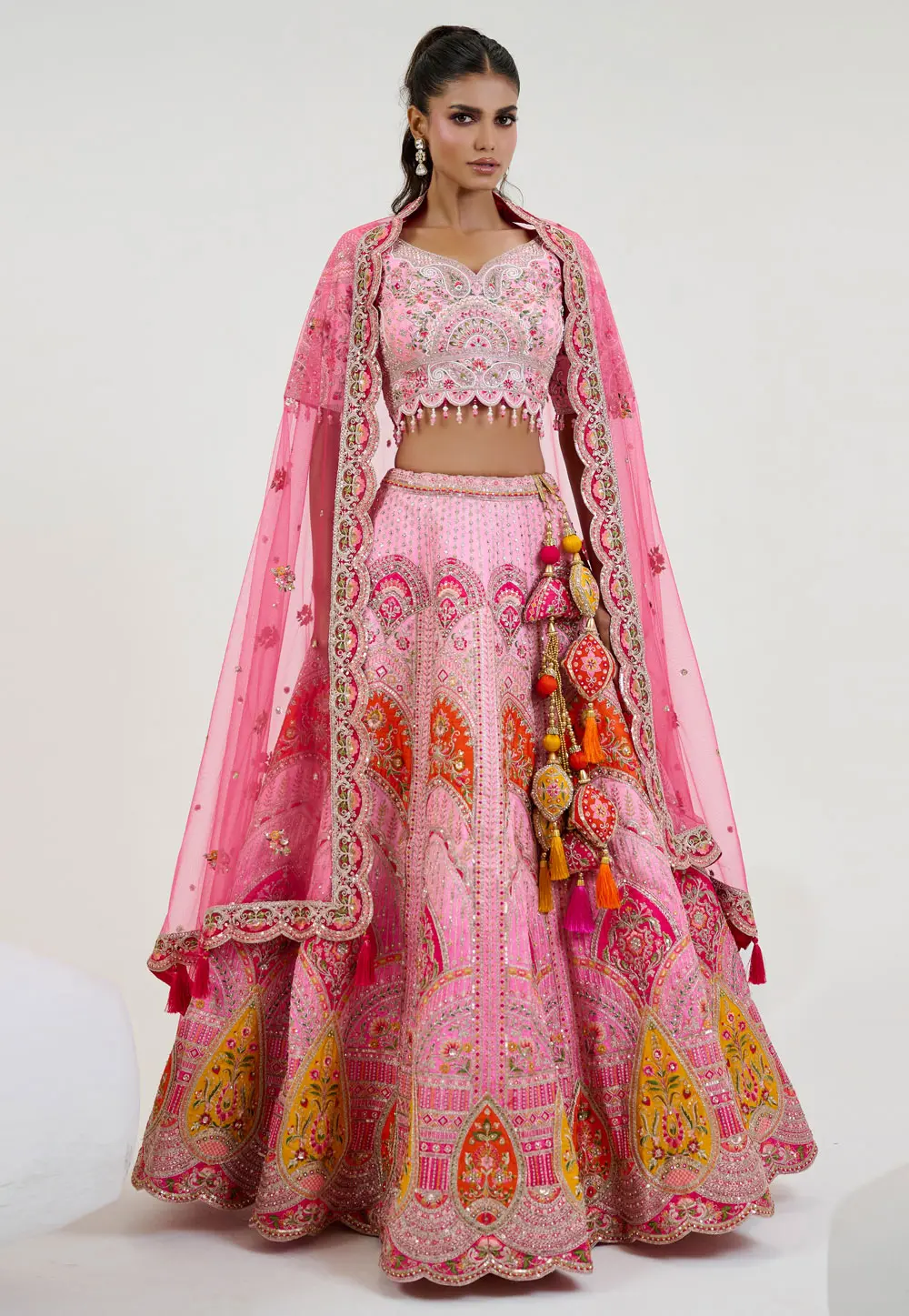 Pink Silk Circular Lehenga Choli 298206