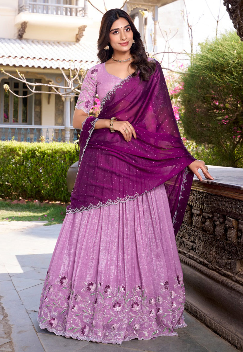 Pink Silk Circular Lehenga Choli 309194