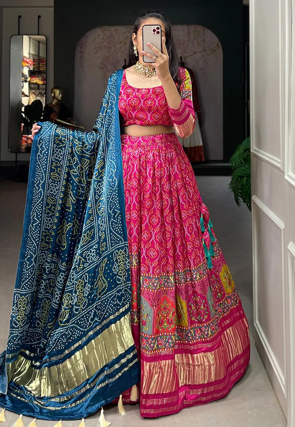 Pink Silk Circular Lehenga Choli 298245