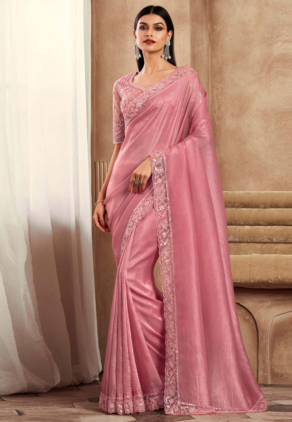 Pink Silk Designer Saree 284635