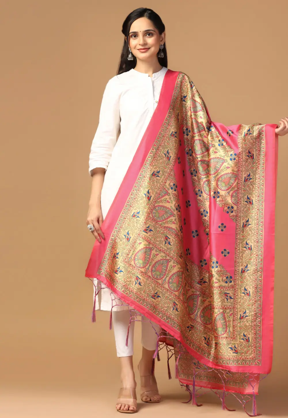 Pink Silk Dupatta 296855