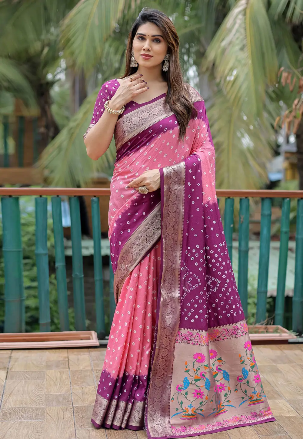 Pink Silk Half N Half Saree 295914