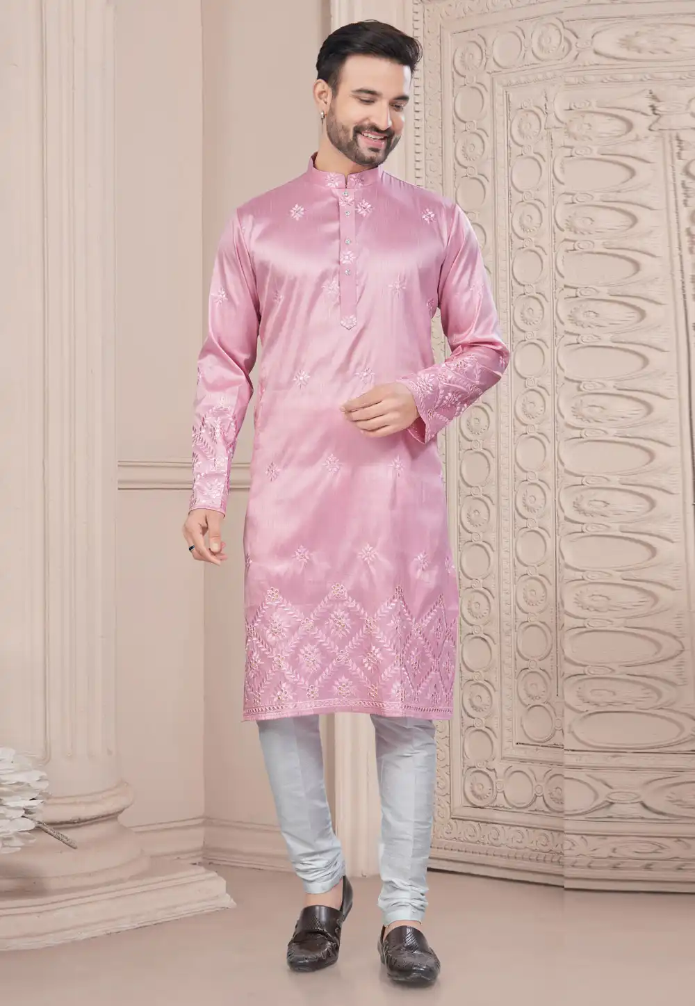 Pink Silk Kurta Pajama 294636