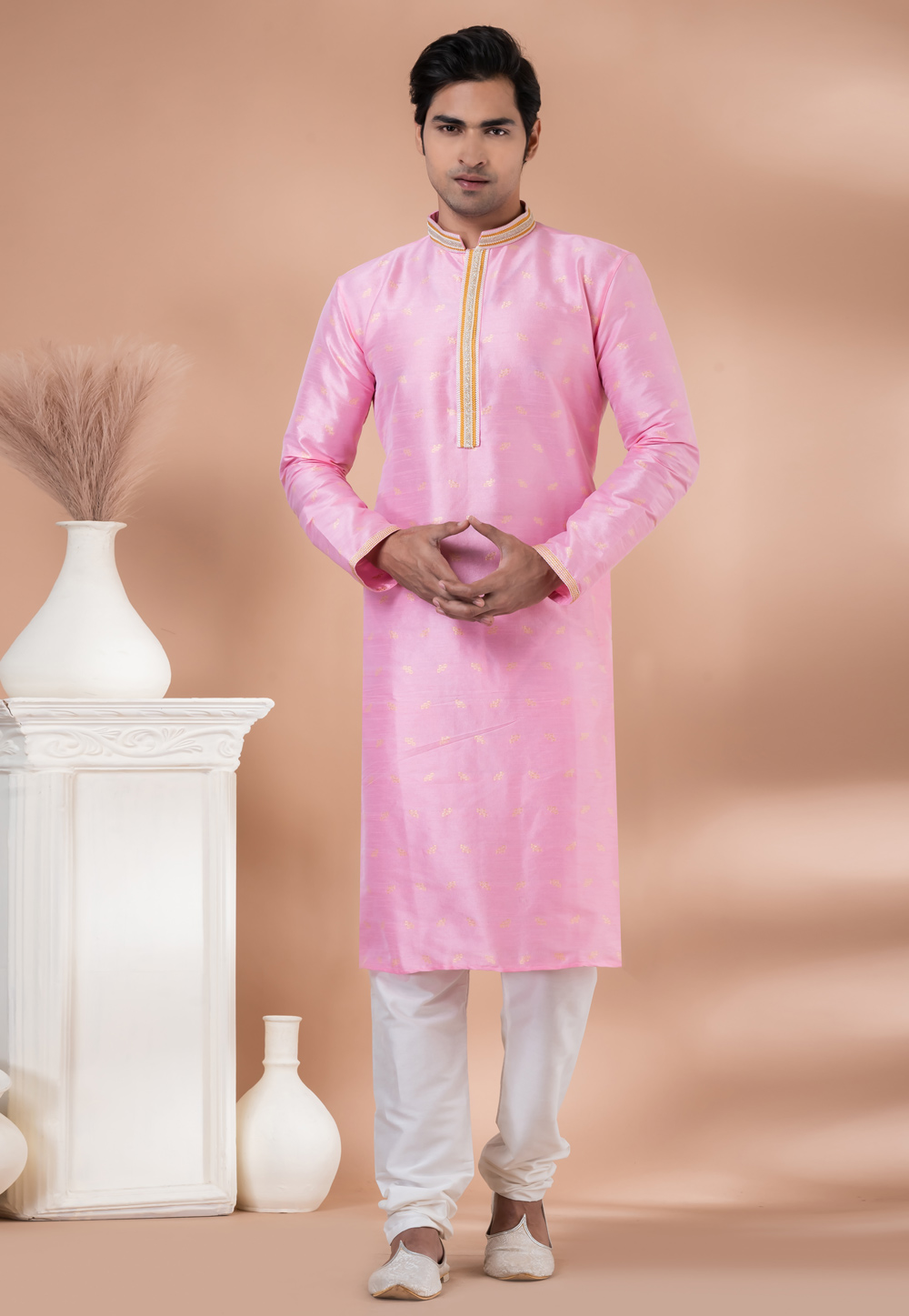 Pink Silk Kurta Pajama 282564