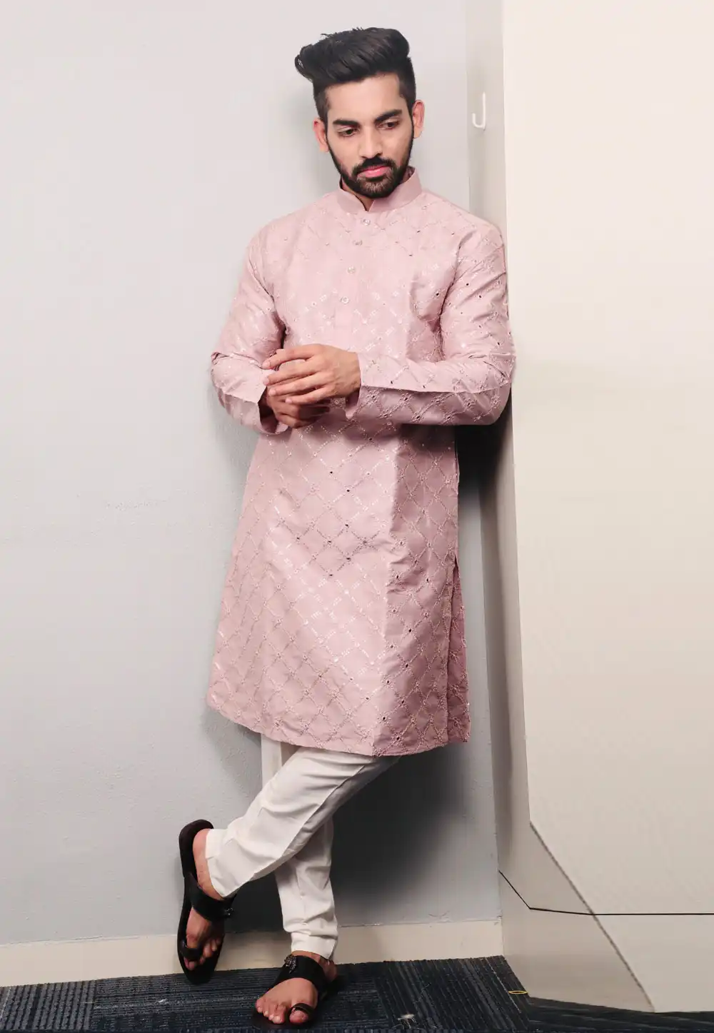 Pink Silk Kurta Pajama 293785