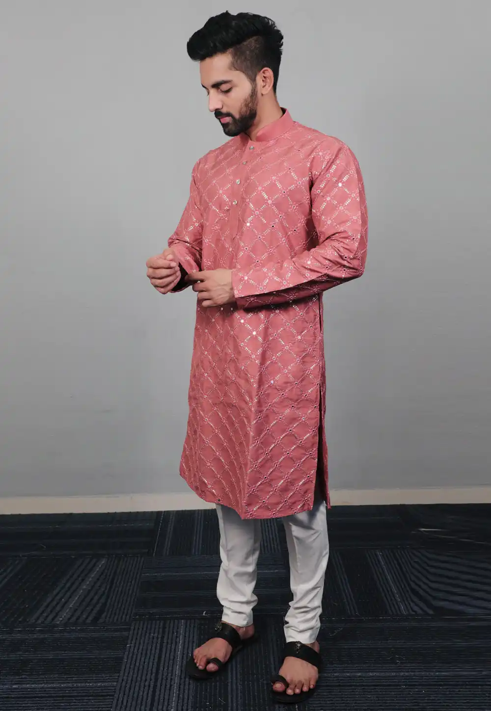 Pink Silk Kurta Pajama 293788