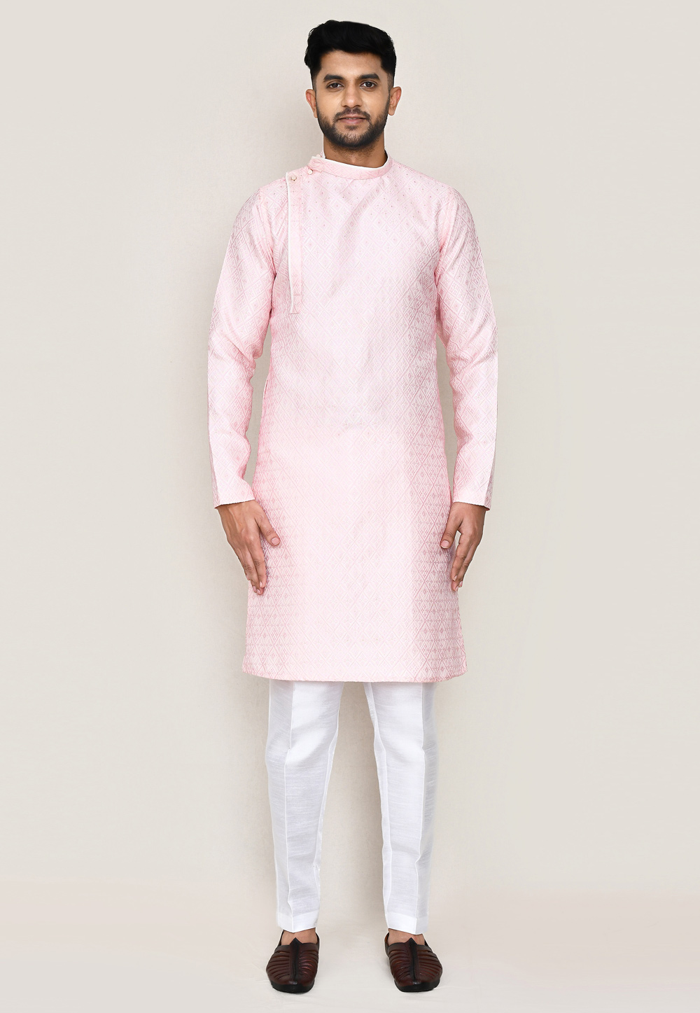 Pink Silk Kurta Pajama 306073